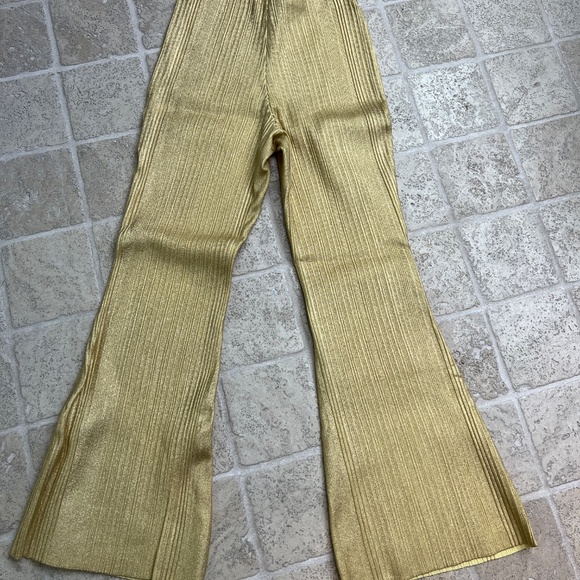 Gold lame stretch flare leggings Herve Leger. Size M - Picture 3 of 6